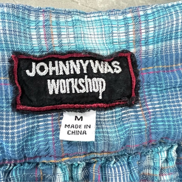 JOHNNY WAS Aimee Peasant Blue Multicolor Embroidery Puff Sleeves Top Shirt Sz M - Picture 14 of 16